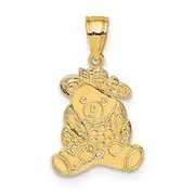 14K Yellow Gold Dressed Up Teddy Bear Charm