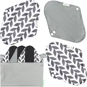 Wegreeco Bamboo Reusable Sanitary Pads (New Pattern)- Cloth Sanitary Pads, Cloth Pads, Reusable Menstrual Pads - 6 Pack Pads, 1 Cloth Mini Wet Bag Bonus (Medium, Luxury)