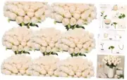 80 Pcs Artificial Rose Flowers Bulk with Long Stem Fake Roses Silk Realistic