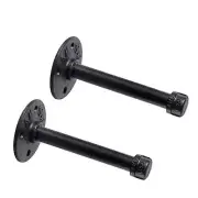 Pipe Rustic 1/2"industrial Black Iron Shelf Brackets Wall Mounted Diy Shelving