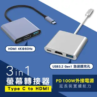 HDMI 4K 60Hz type C 轉 HDMI 線 頭 影音 轉接 線 轉接器 USB 2.0 3.0 獨