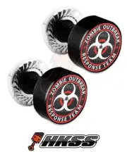 2 Black Billet Aluminum License Plate Frame Tag Bolts - ZOMBIE OUTBREAK RW XS9