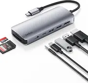 Belkin AVC009fqSGY-V2 Hub Docking Station USB-C 7-in-1 100W PD HDMI SD/Micro SD Card with 3.5mm Audio for iPad 9 / iPad Mini 6 / M1 iPad Pro / M1 iMac / M1 MacBook Pro/Surface
