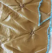 Vintage Luxury Home Decorating Fabric Ruched Copper Brown Shimmer w Blue 2.1 yds