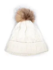 Ecru Knitted Bobble Hat