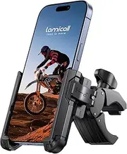 Lamicall Motorcycle Phone Mount Holder - [Camera Friendly] [1s Lock] 2025 Upgrade Bike Phone Holder Handlebar Clamp, Bicycle Scooter Smartphone Clip, for iPhone 16 15 14 Pro Max, 13 12 Mini Plus