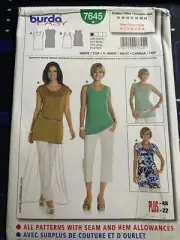 Burda Sewing Pattern - 7645 - Ladies Tops - 10-22 - Uncut