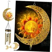 Sun Moon Solar Wind Chimes, 47-Inch Large Waterproof Windchimes for Outside
