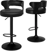 [ALFORDSON] 2X Bar Stool Adjustable Kitchen Counter Barstools Swivel Wooden Dining Chair Home Bar Dining Room Furniture in 61-82cm Seat Height with Anti-Slip Floor Protector (Ramiro All Black)