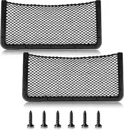 2 Pieces ABS Plastic Frame Automotive Cargo Nets Car Net Pocket Phone Car Mesh Net Holder RV Storage Boat Cargo Pocket Organizer Framed Mesh Net Pocket with Screws for Auto RV Net(16 x 8 Inch)