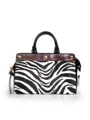 Black Leather Chester Zebra Print Ponyhair Grab Bag