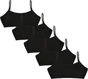 [Donella] Training Bra for Girls - Cotton Crop Cami for Girls Bralette 5-Pack, Age: 12-15