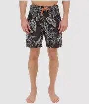 $125 Paul Smith Men's Black Botanical Tropical Print Swim Shorts Size XS