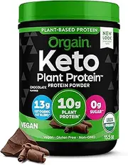 Orgain Organic Keto Vegan Protein Powder, Chocolate - 10g Plant Based Protein, 0g Sugar*, Avocado & Coconut Oil, Gluten Free, No Dairy, Lactose or Soy Ingredients, For Smoothies & Shakes, 0.97lb