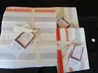 West Elm Watercolor stripe full queen duvet 2 king shams orange tan gray New