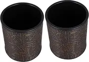 WOONEKY 2pcs Leather Dice Cups Egyptian Pattern Dice Box Vintage Dice Containers for Entertainment