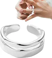 [Generic] Double Row | 925 Sterling Silver Open Double Row Finger s | Adjustable Fidget Jewelry, Stackable Band s, Fidget, Girls Wedding Band, Mothers Day