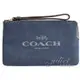 【全新現貨 優惠中】茱麗葉精品 COACH CH386 馬車LOGO織布拉鍊零錢手拿包.牛仔藍現金價$1,880