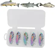 Fishing Lures Bass - 5X Metal Fishing Bait - Portable Gear Set with Metal Design, Storage Box, Angler Accessories for Bass, Trout, Freshwater, Saltwater, Outdoor, Hiking