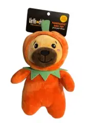 Thrills & Chills Halloween Teddy Bear Wearing Pumpkin Costume Squeaky Plush NWT