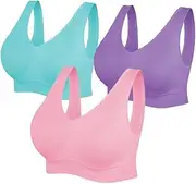 [SIMIYA] Womens Sports Bras, Ultimate Comfort Wireless Seamless Padded Yoga Bra for Women Crop Tank Top 3 Pack