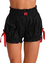 [Sinleey] Pantaloons Women Lolita Bloomer Victorian Ruffles Ruffle Pumpkin Pants Bloomers Shorts