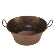 Premier Copper VOB16DB Oval Bucket Vessel Hammered Copper Sink with Handles