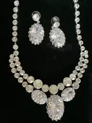 Roberta Chiarella Wedding Crystal Necklace & Earnings w. Swarovski Elements