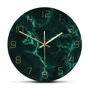 Marble Pattern Green Nordic Wall Clock Living Room Decorative Clock Minimalist