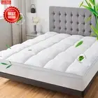 1000GSM Bamboo Mattress Topper King Single – 5Cm Thick Pillowtop Underlay, Hotel
