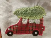 Storehouse Christmas Red Truck w/Tree Embroidered Table Runner 14"x 72" New