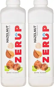 Zerup Zero Sugar Hazelnut Flavoured Syrup 2 x 1L Bottles, Sugar Free Syrup, Hazelnut Flavour Drink Mix, Low Calorie Flavourings for Milk Shakes, Cocktails, Teas, Gluten Free, Keto Friendly, Halal