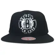 Mitchell & Ness Brooklyn Nets NBA Snapback Cap Hat 3D Logo Glitch Art Black NWT