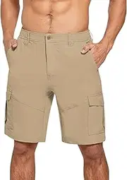 [Generic] Mens Cargo Shorts Drawstring Elastic Waist Pants Stretch Lightweight Work Shorts 2025 Casual Summer Hiking Pants, Khaki-a, 3X-Large