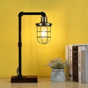 Steampunk Table lamp, Industrial Table lamp,E26 Base Rustic B-Black+Bronze