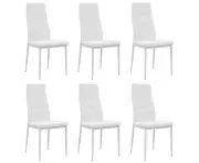 vidaXL Dining Chairs 6 pcs White Faux Leather