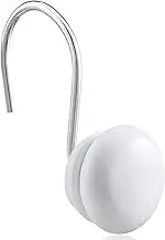 White Shower Curtain Hooks, Rust Proof Shower Curtain Rings for Bathroom, ZESLMG Decorative Shower Hooks Hangers for Shower Curtain Rod,Set of 12
