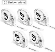 VolenGo Label Maker Pastic Tape, Replacement for DYMO Refills Tape 100H LT-100T 16952 91330 10697 LetraTag Label Maker, 1/2 Inch x 13 Feet 12mm x 4m, Blakc on White, 5-Pack