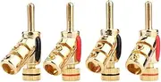 Lyaciomn 4 PCS Banana Plug Y-Shaped Speaker Cable Plug Copper + Gold Plating Locking Banana Plug Connector HiFi Jack Audio Adapter, 500453429