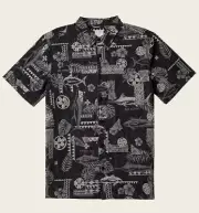 O'NEILL Men's FISH LUAU S/S Button-Up Shirt - BLK - Large - NWT