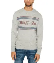 Buffalo David Bitton Mens Logo Sweatshirt, Grey, X-Large