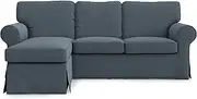 SC Ektorp Loveseat (2 Seat) with Chaise Lounge Cover Replacement Cutomoized for IKEA Ektorp Sectional 3 Seat Sofa Slipcover Replacement (Denim Grey)