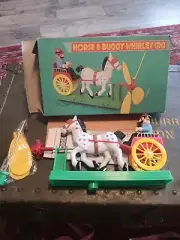 Vintage Horse And Buggy Whirley Gig In Box NOS Spinning Moving Toy