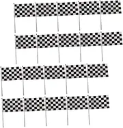 Anneome Pcs Checkered Flag Race Flags Stick Polyester Screen Printed Front Back Pattern for Racing Parties Decorations
