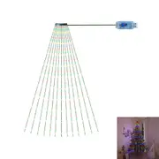 Christmas Tree String Lights Waterfall Tree LED Fairy Lights for Indoor Outdoor Yard Party Xmas Decor -Multicolor