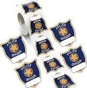 600 Pieces Police Stickers for Kids Police Badge Stickers Police Badge Name Tag Sticker Seals Cop Police Officer Party Favor for Kids Police Birthday Party Supplies (Blue Police Officer)