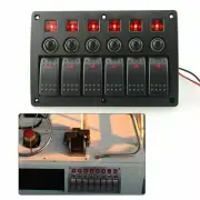 6 Gang Rocker Switch Panel Red Led Waterproof Car Boat Marine Circuit Breakers