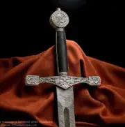 King Arthur Excalibur Sword Handmade Battle Damascus Steel Movie Cosplay Gift bf