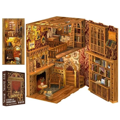 Book Nook Kit, DIY Miniature House Kit for Adults, 3D Wooden Puzzle Bookend B...