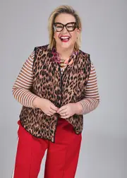 [TS] Taking Shape Reversible Leopard Quilt Vest Size 26 in Black / Leopard, Viscose - Plus Size Women's Clothing Black / Leopard
